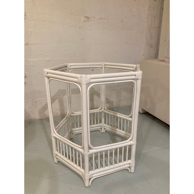 Ficks Reed Rattan Base Only Dining Table. Nice freshly reacquired in white. Very Clean a ready to ship to home or Design...