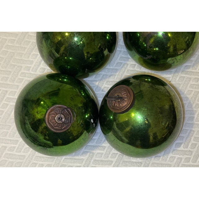 Green Kugel Ornaments - 1900's - Set of 4 For Sale - Image 10 of 13