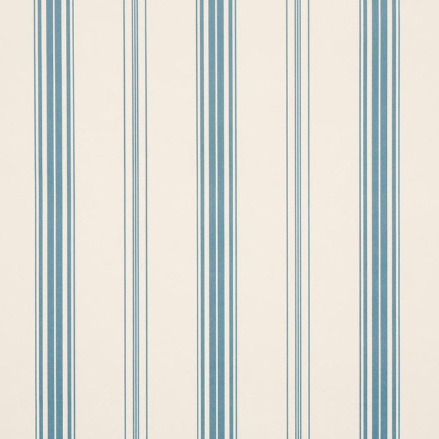 Traditional Sample - Schumacher Coco Stripe Wallcovering In Delft For Sale - Image 3 of 6