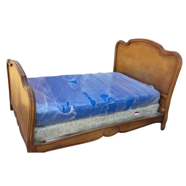 Antique French Provençal Carved Wood Bed With Warm Honey-Toned Patina. For Sale - Image 4 of 9