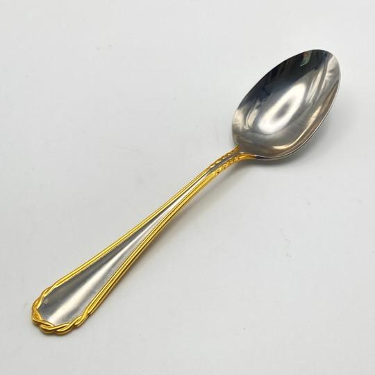 Service for 16! Yamazaki "Tasha" Gold Accent Stainless Luxury Flatware (80-Pieces / 16 Place Settings) Late 20th Century For Sale - Image 15 of 18