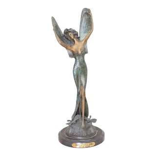 Bronze Statue of "Dragonfly Girl, Li Buelle" by L. Bossin, Signed. For Sale