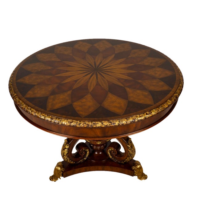 Maitland - Smith 1990s Maitland Smith Spiro Inlaid Mahogany Regency Center Table 41x41" For Sale - Image 4 of 15