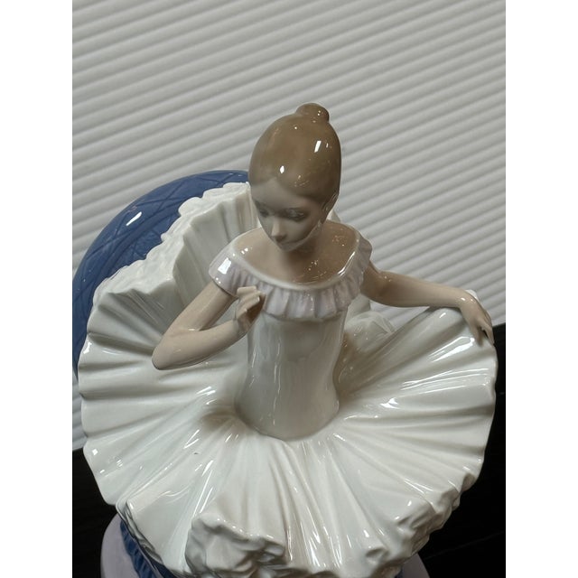 Lladro Lladró Sitting Ballerina in Plush Blue Chair From the Tribute to the Ballerina Collection Porcelain Figurine, Signed For Sale - Image 4 of 12