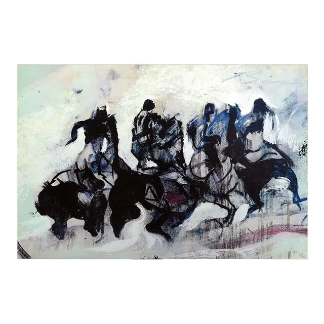 1990s Earl Biss "Riders Sketch in Purple&White" Plate Signed and Numbered Serigraph For Sale