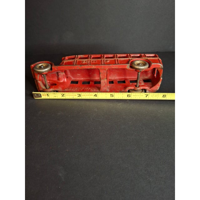 American Antique Arcade Cast Iron Fageol Safety Bus 8" Red Vintage Toy Car Vehicle 1920s For Sale - Image 3 of 18