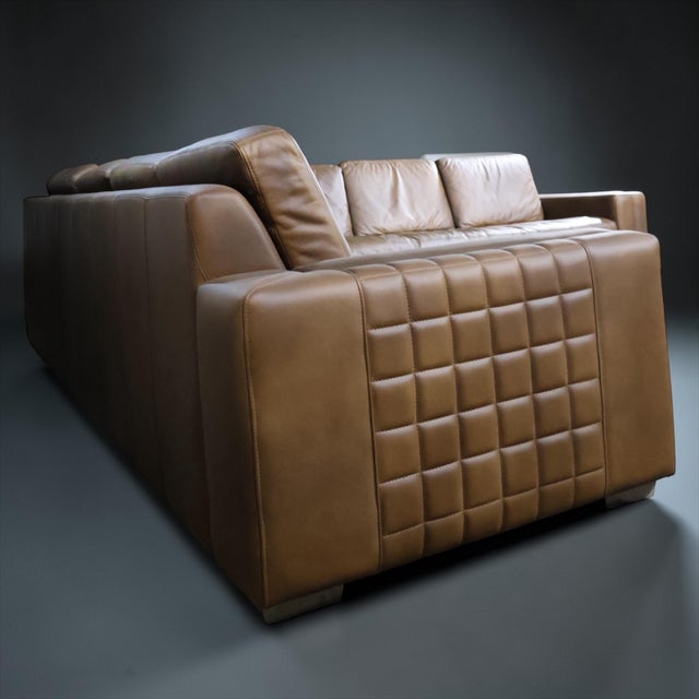 2020s Custom Dark Chocolate Leather Sectional, 2-Piece L-Shape, One-of-a-Kind Statement Sofa For Sale - Image 5 of 11