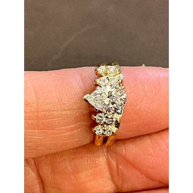 1.0 Carat Pear Shape Center Diamond Engagement 14 Karat Yellow Gold Ring For Sale - Image 10 of 18