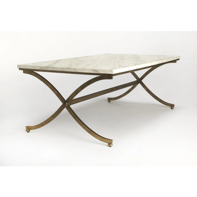 Spritely Home Accent Furniture Pamina Marble Coffee Table, Gold For Sale - Image 4 of 4