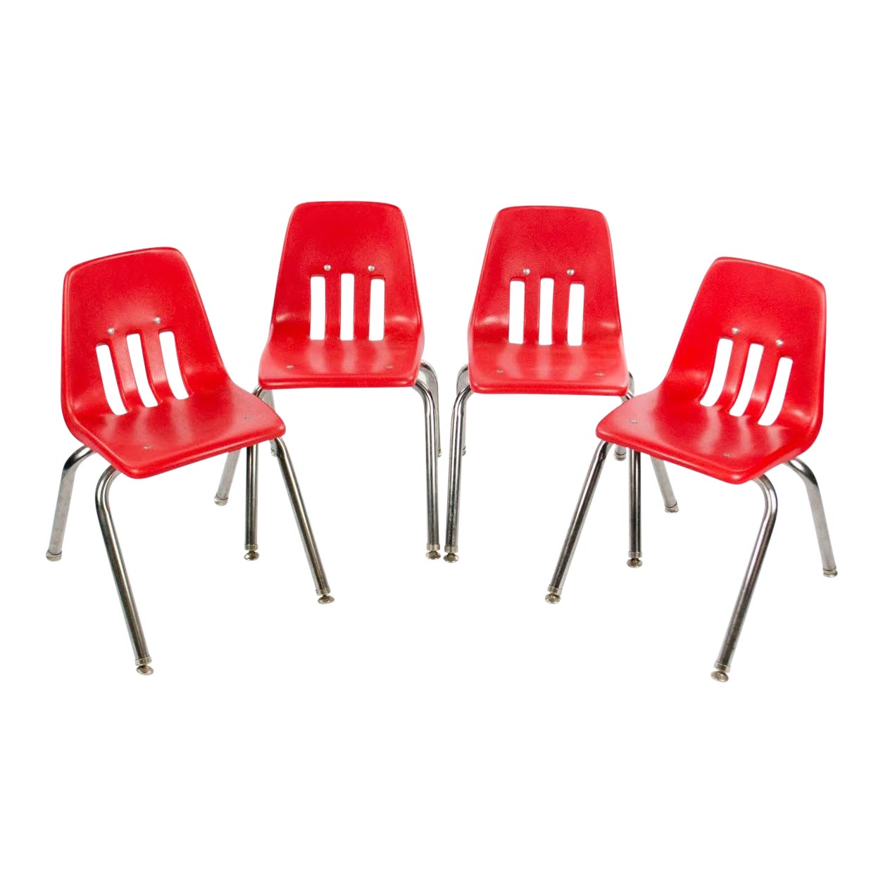 Virco MidCentury Red Stacking School Chairs Set of 4 Chairish