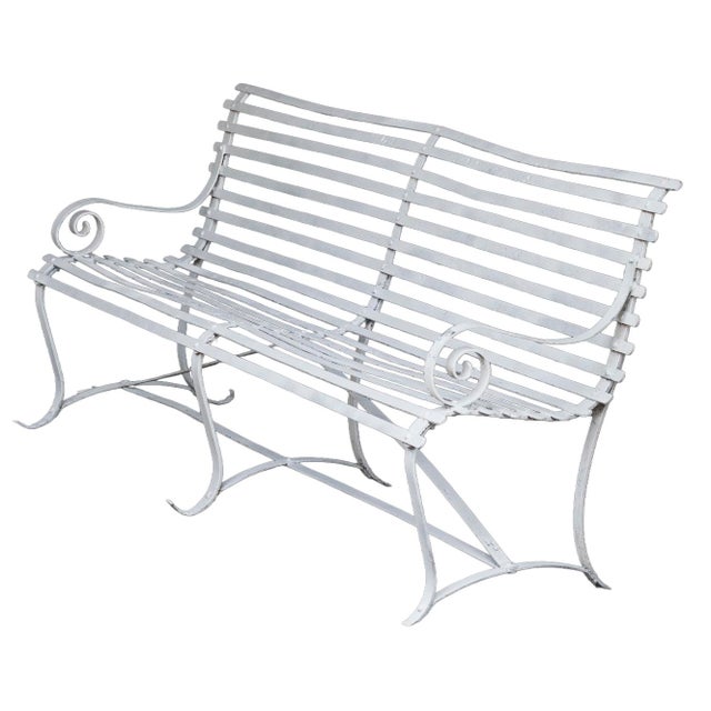 Victorian Antique Zinc Strap/Iron Garden Bench For Sale - Image 3 of 6