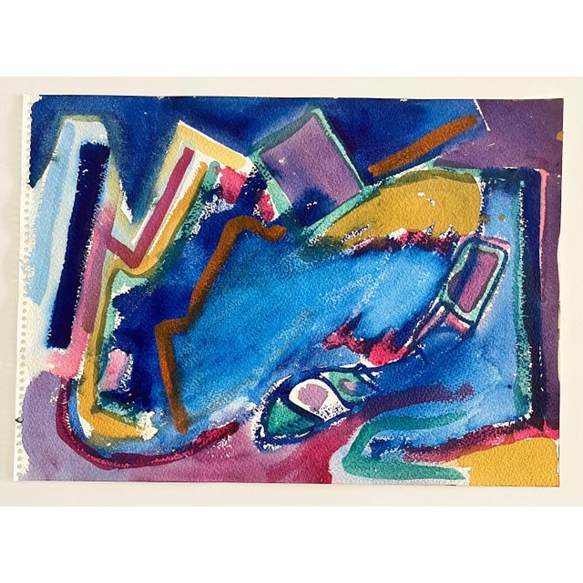 Edward Avedisian Gouache Watercolor Abstract Painting on Arches paper. (notebook cover not included) Unsigned, (bears name...