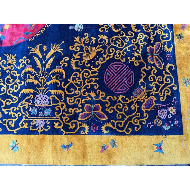 Blue A Must See Antique Unusual Art Deco Chinese Rug For Sale - Image 8 of 9