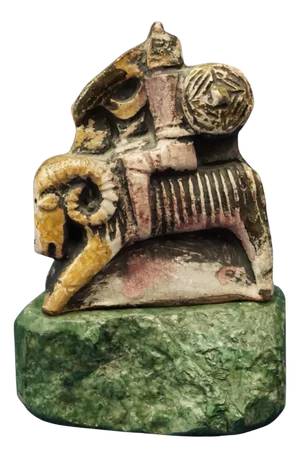 20th Century Sardinian Ceramic Sculpture of Knight on Ram by Claudio Pulli, Italy