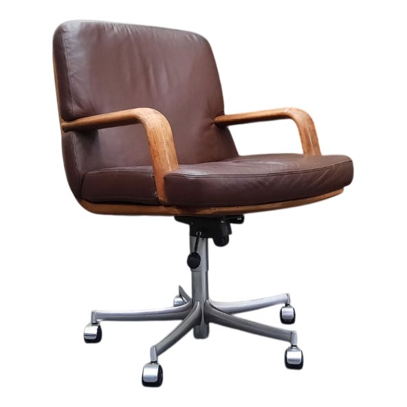 Leather Office Chair by Bernd Münzebrock for Walter Knoll, 1970s For Sale