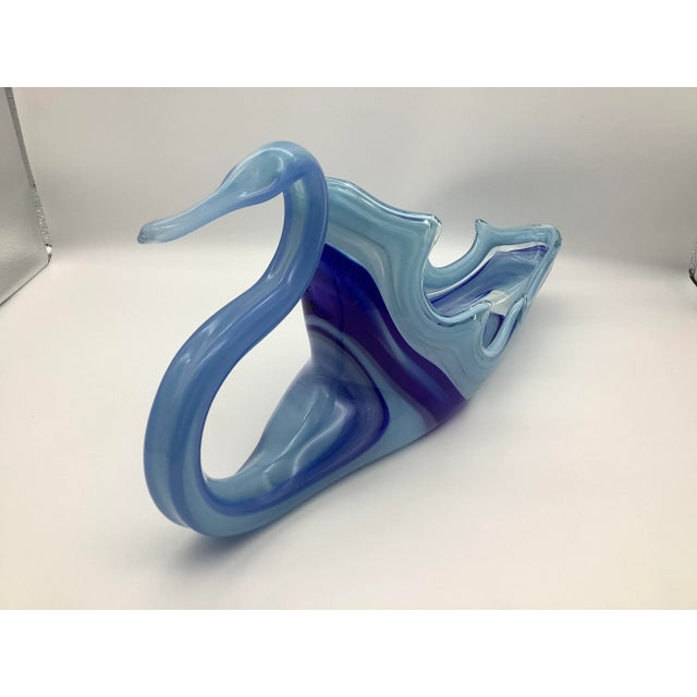 Late 20th Century Light and Dark Blue Glass Bird Decorative Table Centerpieces For Sale - Image 4 of 13