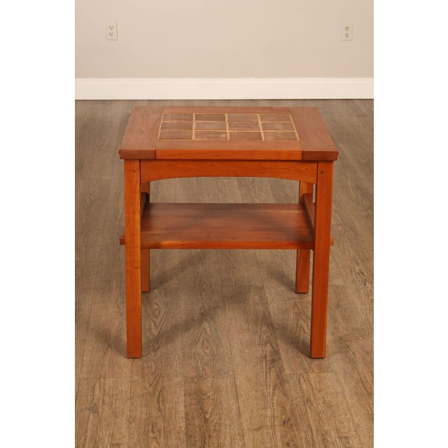 Stickley Mission Collection Pair Of Cherry Tile Top End Tables For Sale - Image 13 of 18