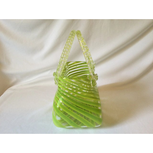 Vintage Hand Blown Murano Style Purse Vase For Sale - Image 4 of 12