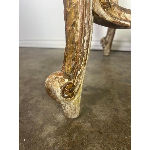 19th C. French Painted & Parcel Gilt Table W/ Marble Top For Sale - Image 11 of 17