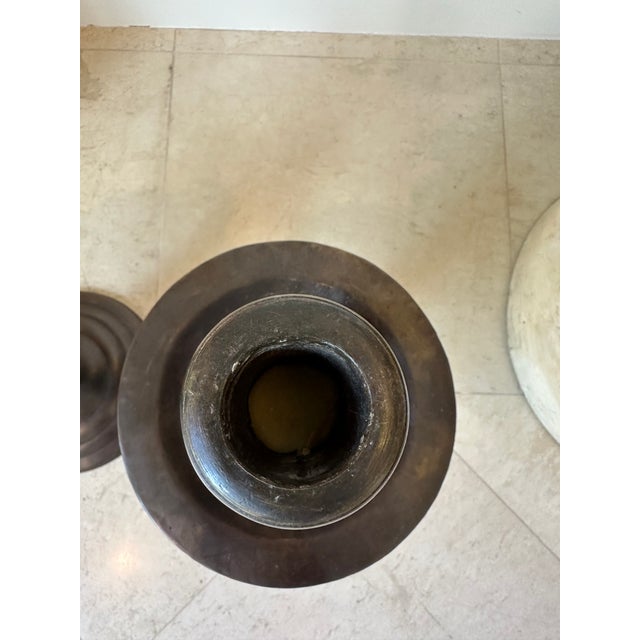 Vintage Monumental 16” Bronze Candlestick Holders -a Pair For Sale - Image 11 of 18
