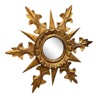 Round Gilt Starburst Mirror For Sale
