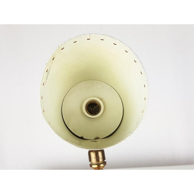 Small Mid-Century Adjustable Burgundy Metal & Brass Table Lamp from Oscar Torlasco, 1950s For Sale - Image 10 of 13