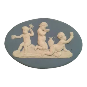 Antique 19th Century Bert Bentley Wedgwood Jasperware Neoclassical Plaque of Young Bacchus