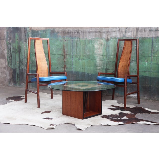 1980s Danish Modern Gentry 86 Peter Hvidt Style Teak Cube Base Glass Table For Sale - Image 6 of 16