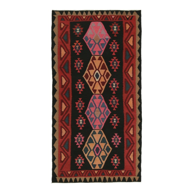 Vintage Persian Kilim in Red & Black With Colorful Medallion Patterns by Rug & Kilim For Sale