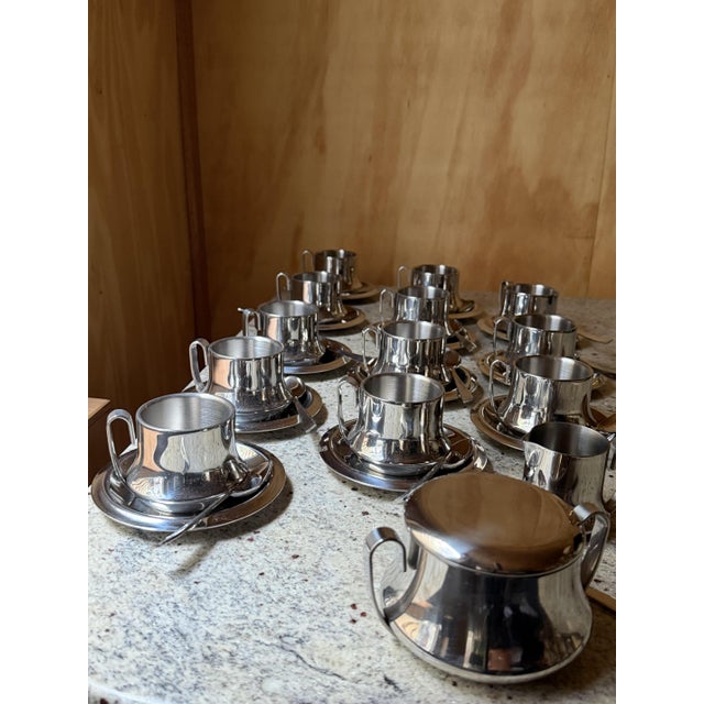 Mid-Century Modern Italian Stella 18/10 Espresso Service in Stainless Steel, 1970, Set of 26 For Sale - Image 6 of 18