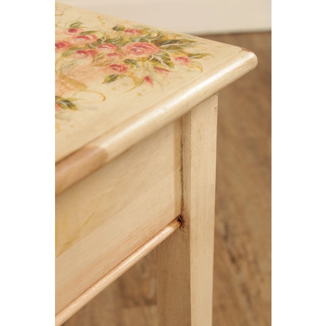 Mastercraft Floral Hand Painted Square Pine Side Table For Sale - Image 10 of 13
