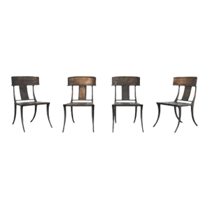 Set of Four Michael Taylor Bronzed Metal Klismos Garden Chairs