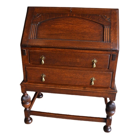 Antique Oak Ladies Secretaire For Sale
