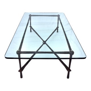 20th Century Custom American Bronze & Glass Coffee Table by Carole Gratale For Sale