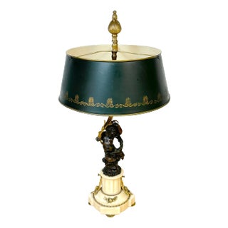 Louis XVI Style Figural Putti Ormolu & Bronze Tole Bouillotte Lamp For Sale
