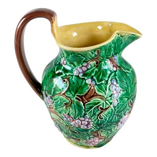 Wedgwood Grape Leaf Majolica Pitcher For Sale