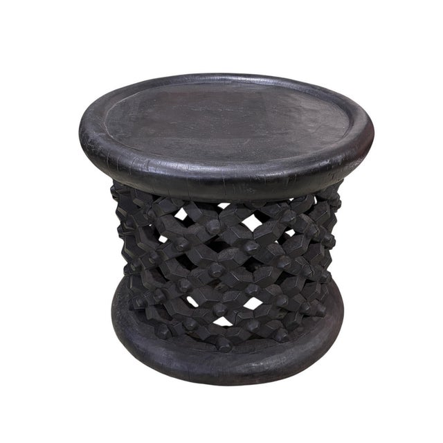 1980s Vintage Lg Tribal Nobility Bamileke Spider Stool/Table Cameroon 17" H For Sale - Image 5 of 7