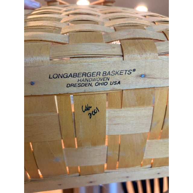 Vintage Longaberger Medium Market Basket With Protector For Sale - Image 4 of 8