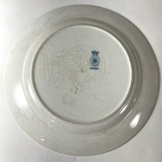 Late 19th Century Pair of French Blue Transferware Plates by Doulton Burslem England - Arundel Pattern - Floral and Pomegranate Design For Sale - Image 5 of 7