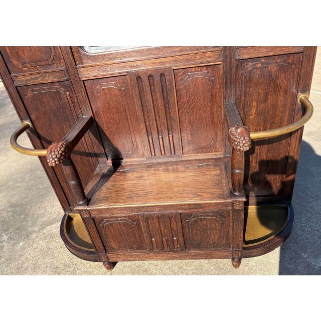 Brown Beautiful Antique Hall Tree With Bench For Sale - Image 8 of 10