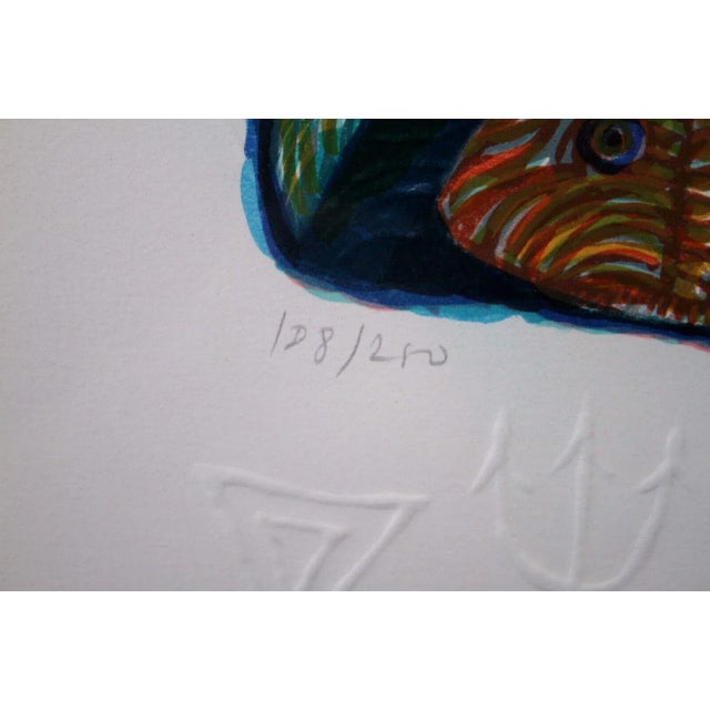 Judith Bledsoe Pisces Zodiac Hand Signed Contemporary Lithograph 108/250 Framed For Sale - Image 9 of 11