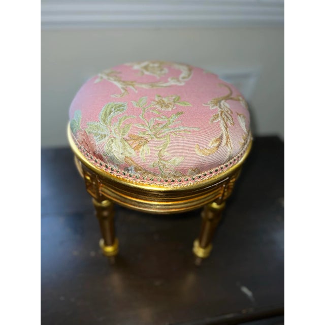 1960s Pink Footstool in Gold Leaf Stool Small Chair For Sale In New York - Image 6 of 9