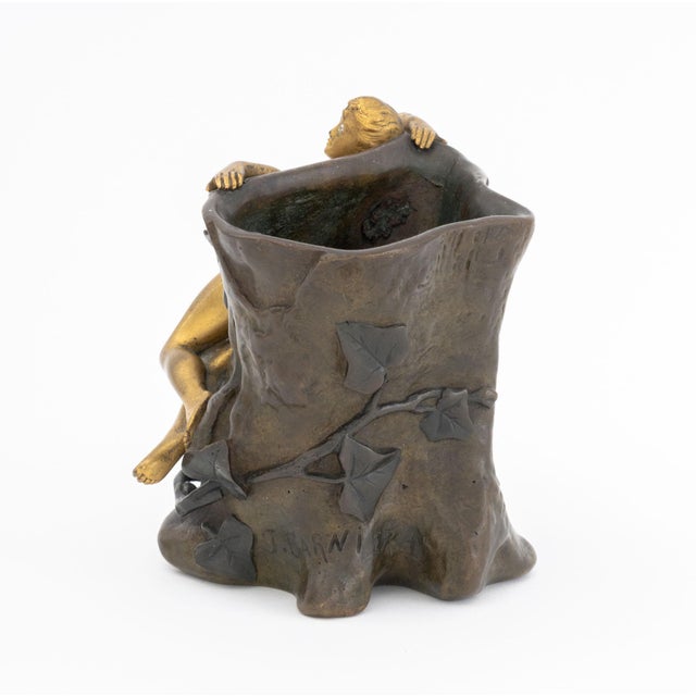 Metal Jean Garnier Patinated Bronze Sculptural Vase For Sale - Image 7 of 10