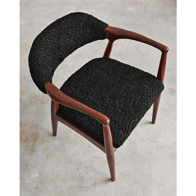 Mid-Century Modern Armchair Upholstered in Astrakhan Fur, Yugoslavia, 1960s For Sale - Image 4 of 14