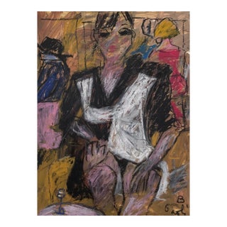 Bruno Paoli "Elegant Illusions" Original Italian Modern Figurative Portrait, 20th Century Florence Italy Fine Art Painting, Oil on Board, 26.5x22.5" For Sale