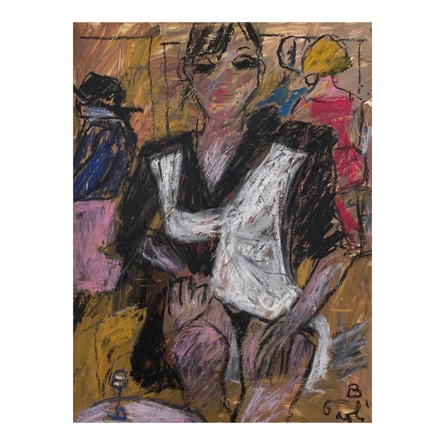 Bruno Paoli "Elegant Illusions" Original Italian Modern Figurative Portrait, 20th Century Florence Italy Fine Art Painting, Oil on Board, 26.5x22.5" For Sale