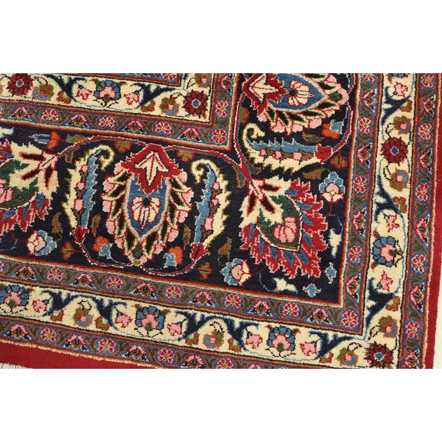 Mashad Rug 9’9” X 13’1” Red Wool Vintage Traditional Hand-Knotted Carpet For Sale - Image 4 of 15