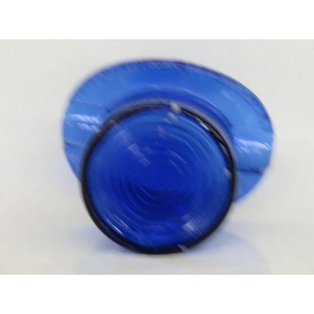 Cobalt Blue Frosted Glass Top Hat Toothpick Holder Ash Tray For Sale - Image 9 of 11