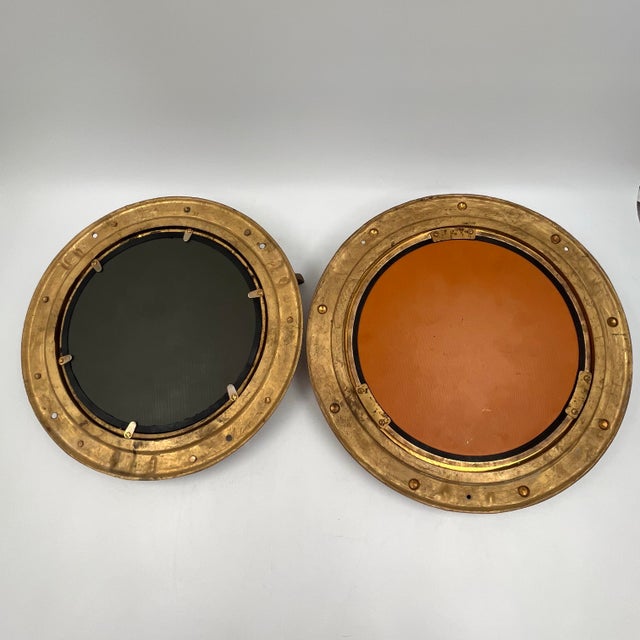 Brass Vintage Nautical Brass Porthole Mirror For Sale - Image 8 of 10