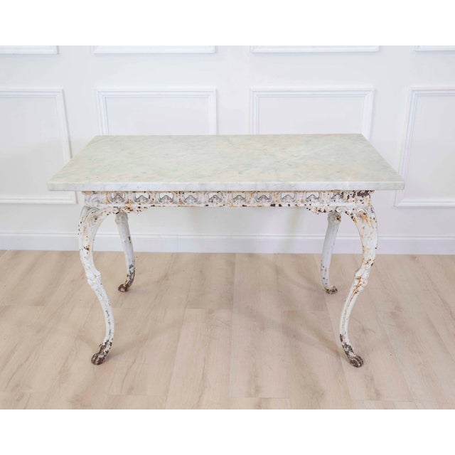 French 19th Century French Painted Iron Table with Marble Top and Lion Paw Feet For Sale - Image 3 of 7